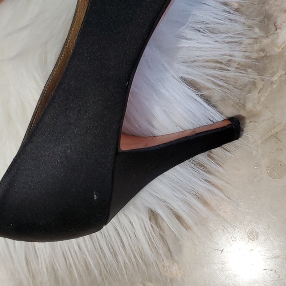 Yves saint laurent black  satin heel pumps slipon shoes size 7.5M - Picture 9 of 16